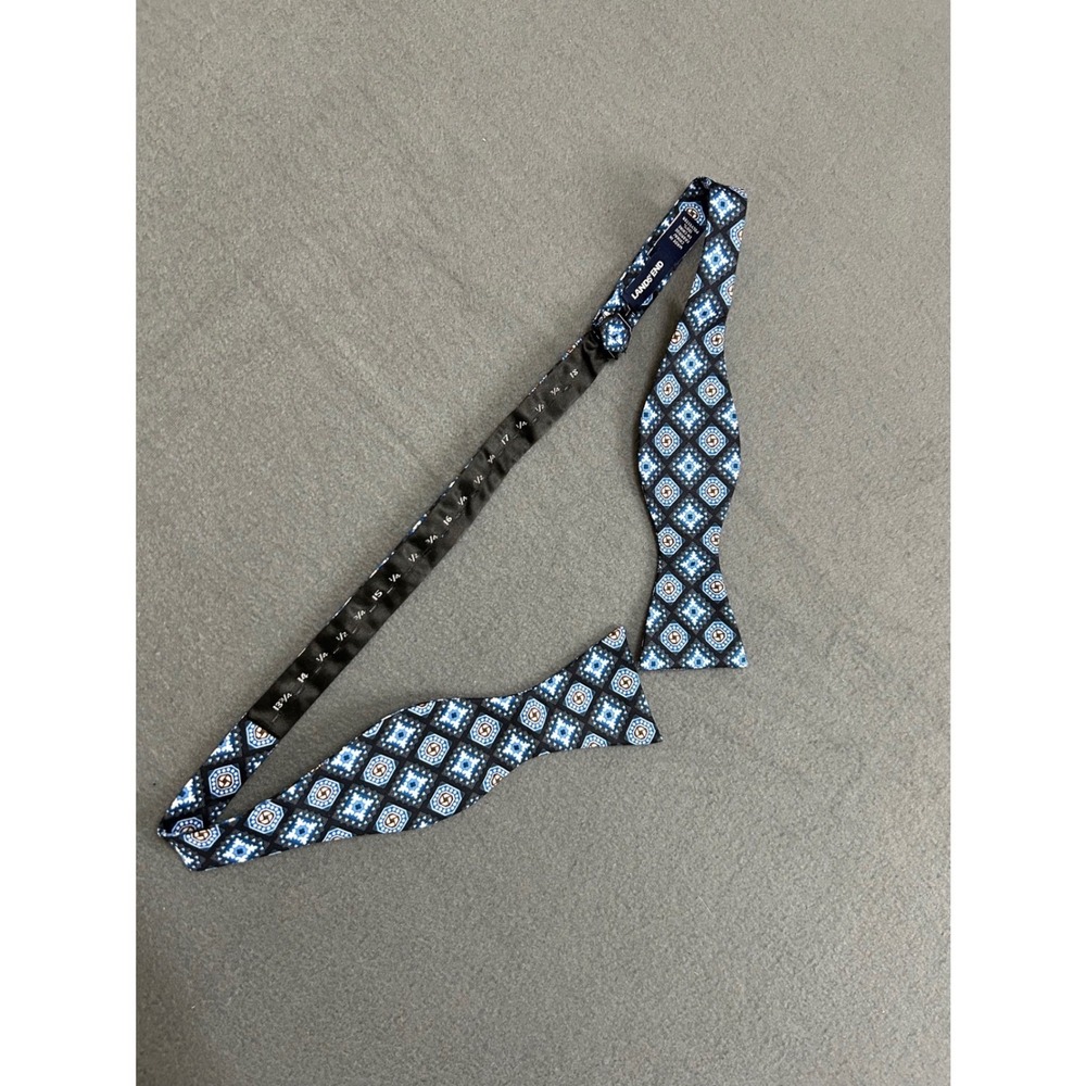 Lands End Bow Tie Mens OS Blue Geometric Medallion Self Tie Adjustable Formal
